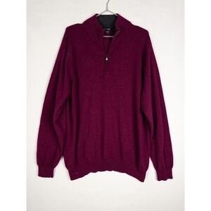 Just Cashmere By Forte Sweater Mens XL Reddish 100% Cashmere Q Zip Knit Casual